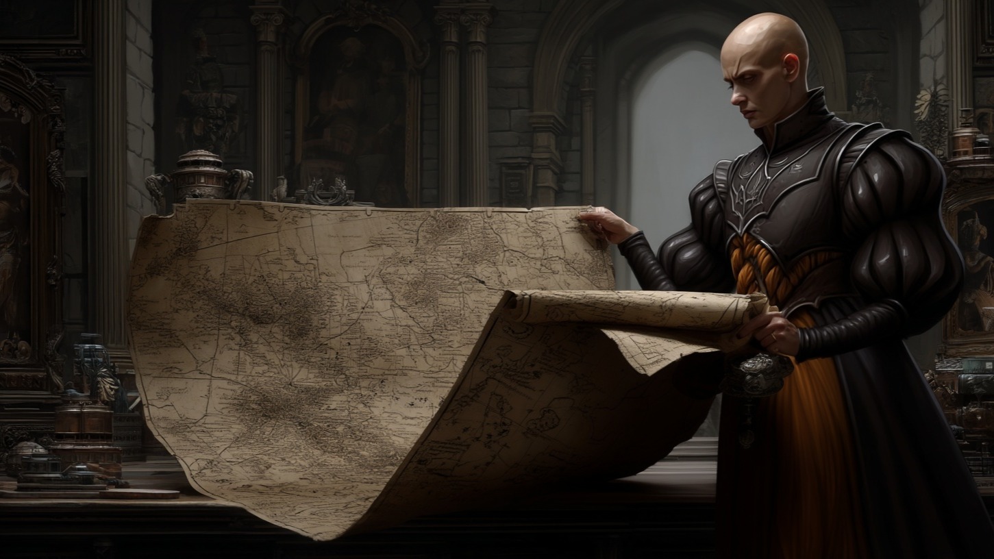 Manshoon studying ancient maps of the Farseas