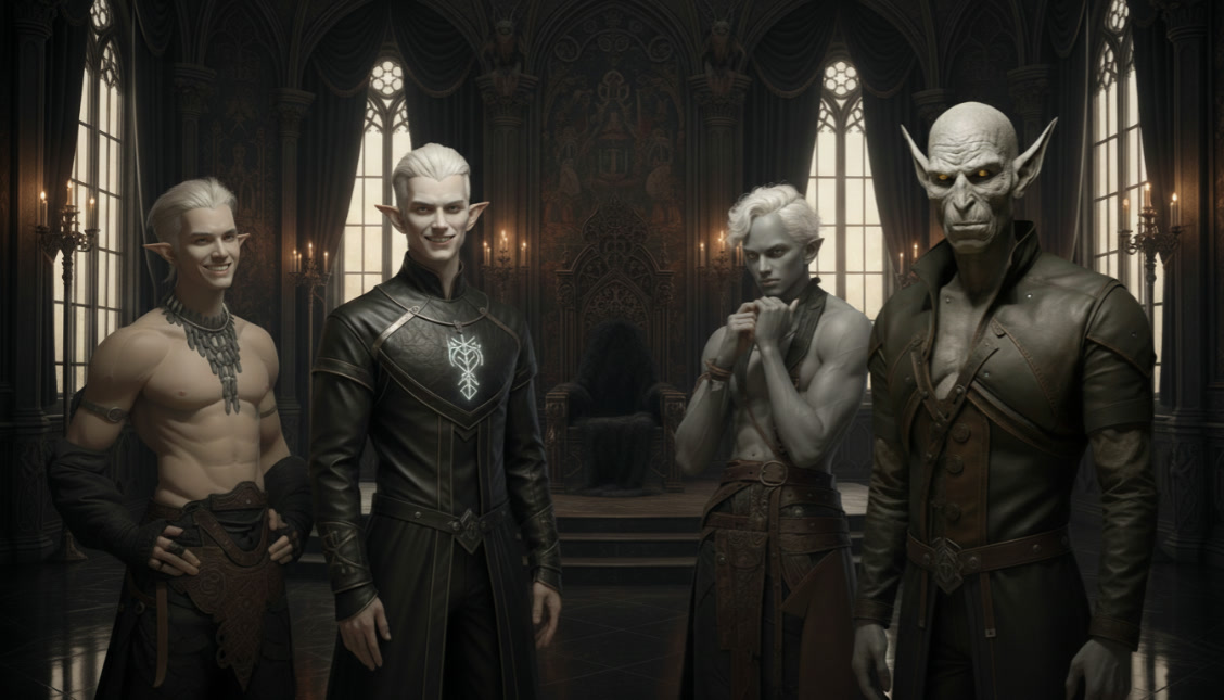 The Irungarten Fraternity of Four in their gothic hall