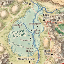 A map of the Farsea swamp in current Faerunian canon.